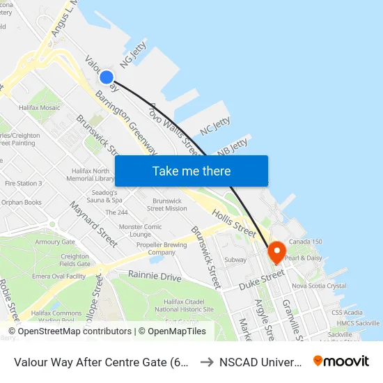 Valour Way After Centre Gate (6571) to NSCAD University map
