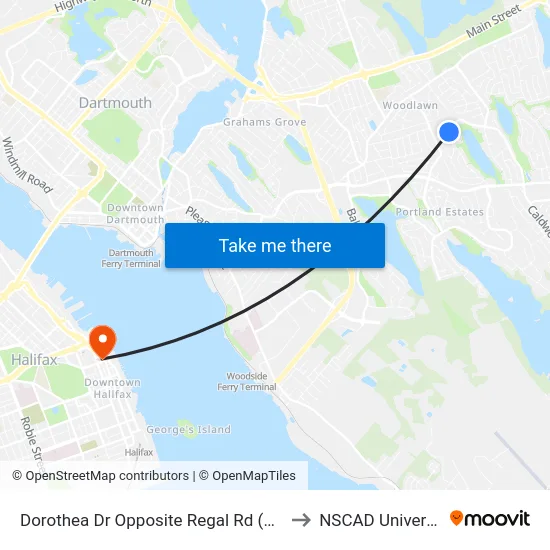 Dorothea Dr Opposite Regal Rd (6576) to NSCAD University map