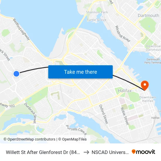 Willett St After Glenforest Dr (8492) to NSCAD University map