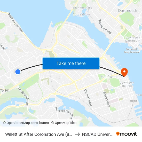 Willett St After Coronation Ave (8490) to NSCAD University map