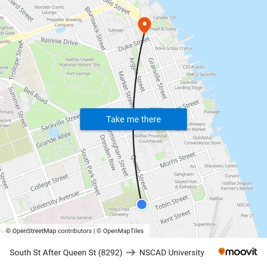 South St After Queen St (8292) to NSCAD University map