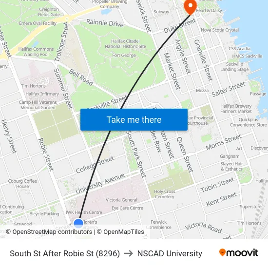 South St After Robie St (8296) to NSCAD University map
