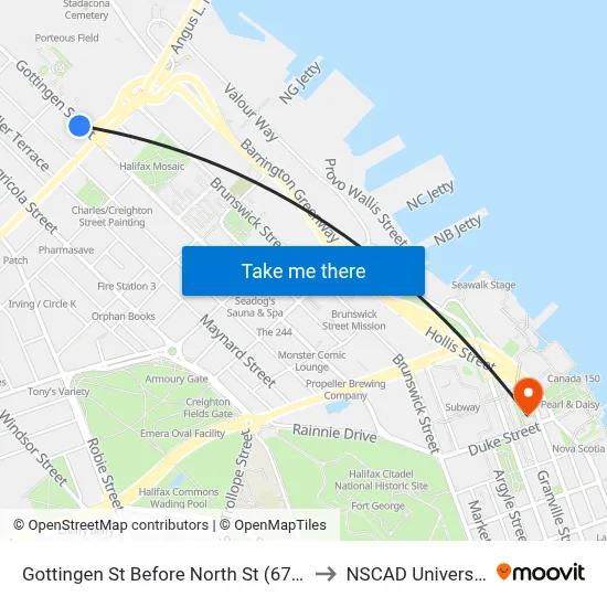 Gottingen St Before North St (6781) to NSCAD University map
