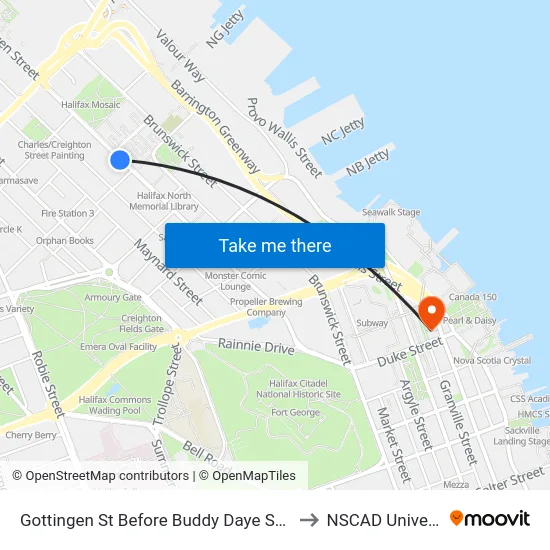 Gottingen St Before Buddy Daye St (6780) to NSCAD University map