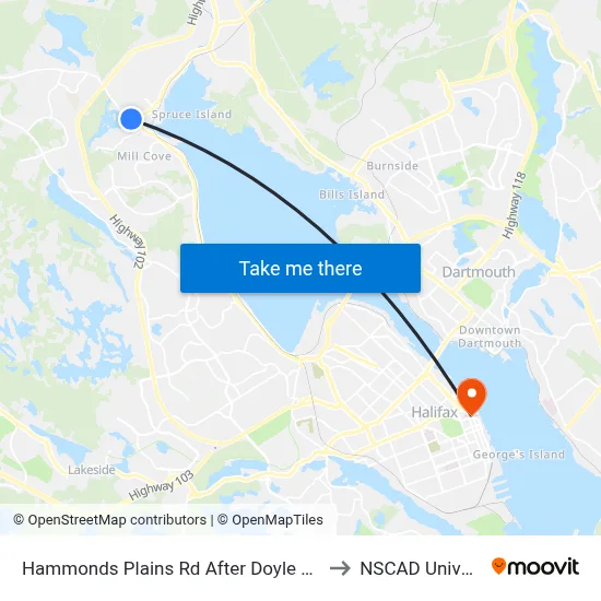 Hammonds Plains Rd After Doyle St (6784) to NSCAD University map