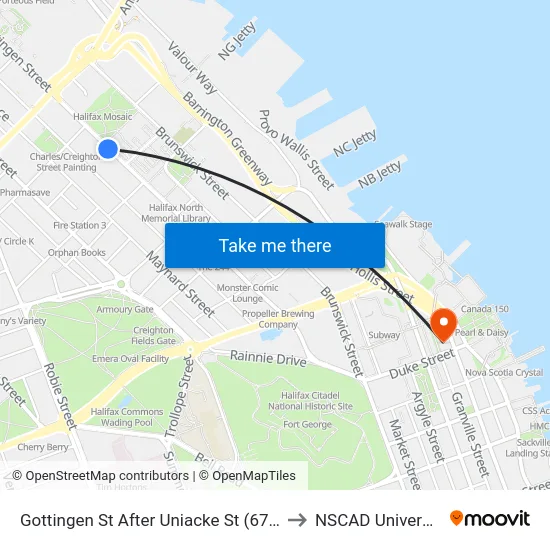 Gottingen St After Uniacke St (6787) to NSCAD University map