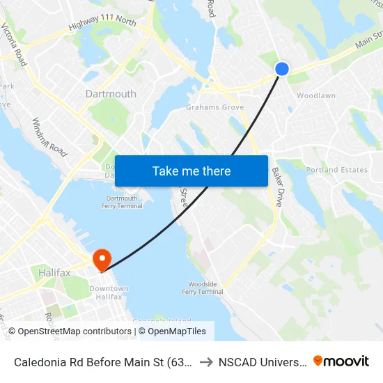 Caledonia Rd Before Main St (6368) to NSCAD University map