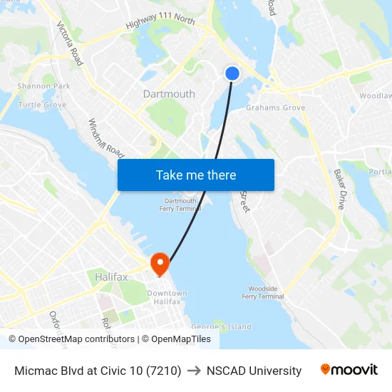 Micmac Blvd at Civic 10 (7210) to NSCAD University map