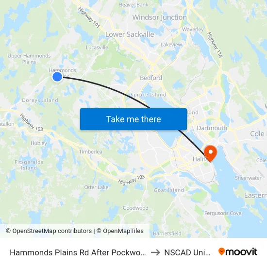 Hammonds Plains Rd After Pockwock Rd (6810) to NSCAD University map