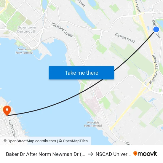 Baker Dr After Norm Newman Dr (8841) to NSCAD University map