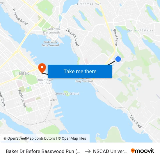 Baker Dr Before Basswood Run (8847) to NSCAD University map