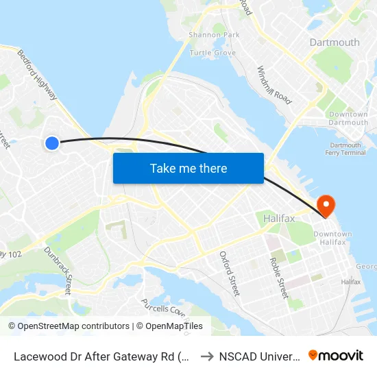 Lacewood Dr After Gateway Rd (7069) to NSCAD University map