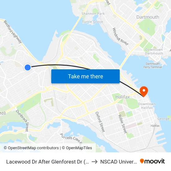 Lacewood Dr After Glenforest Dr (7068) to NSCAD University map