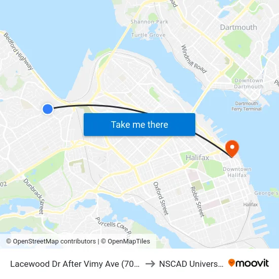 Lacewood Dr After Vimy Ave (7063) to NSCAD University map