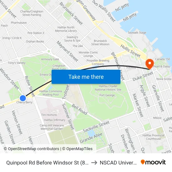 Quinpool Rd Before Windsor St (8150) to NSCAD University map
