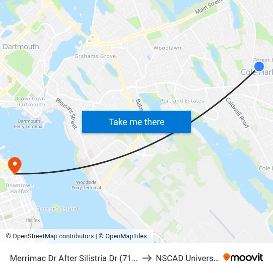 Merrimac Dr After Silistria Dr (7199) to NSCAD University map