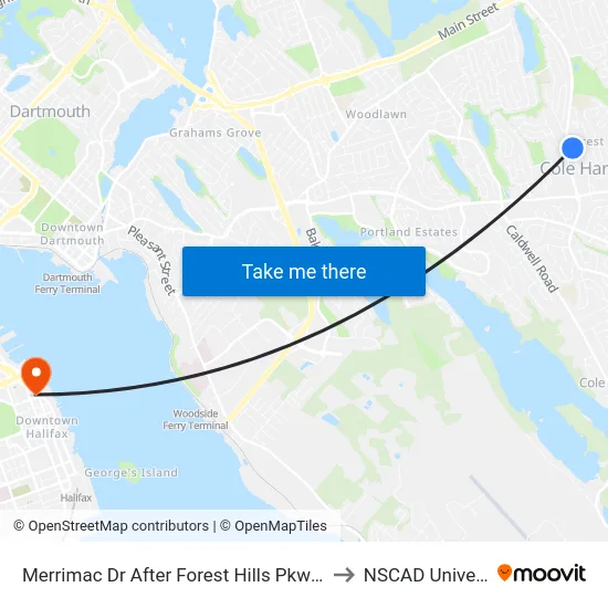 Merrimac Dr After Forest Hills Pkwy (7198) to NSCAD University map