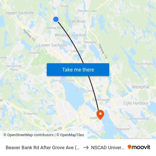 Beaver Bank Rd After Grove Ave (8717) to NSCAD University map