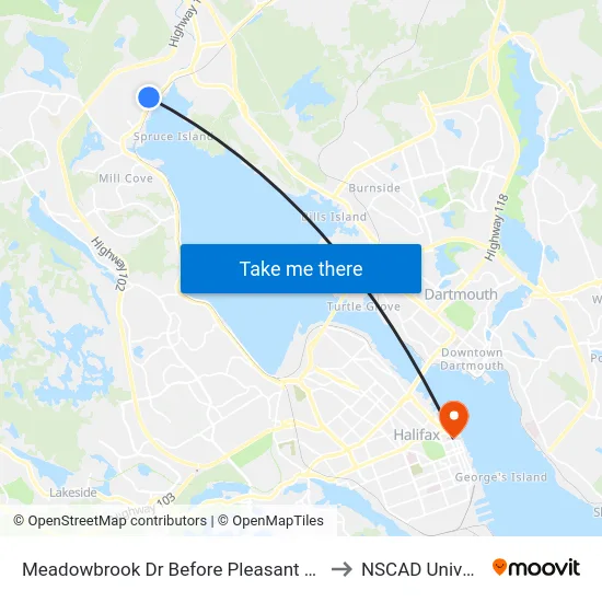 Meadowbrook Dr Before Pleasant St (7193) to NSCAD University map
