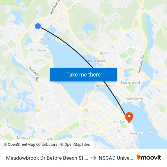 Meadowbrook Dr Before Beech St (7191) to NSCAD University map