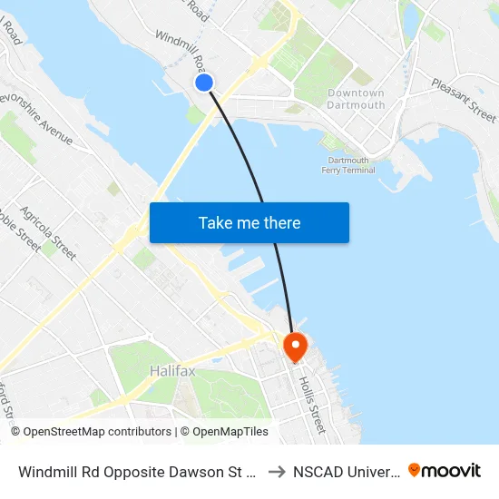 Windmill Rd Opposite Dawson St (8538) to NSCAD University map