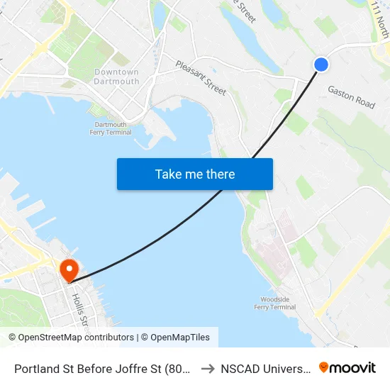 Portland St Before Joffre St (8028) to NSCAD University map
