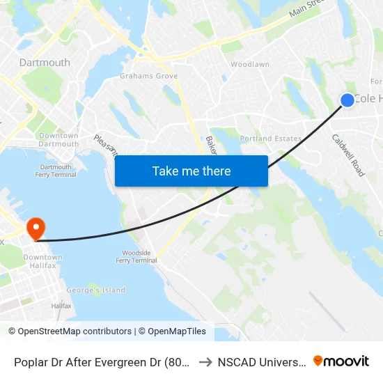 Poplar Dr After Evergreen Dr (8025) to NSCAD University map