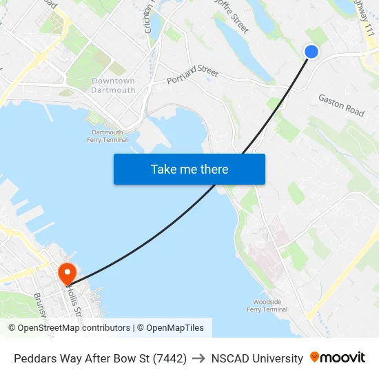 Peddars Way After Bow St (7442) to NSCAD University map