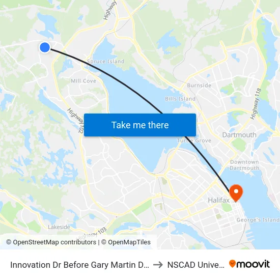 Innovation Dr Before Gary Martin Dr (6567) to NSCAD University map