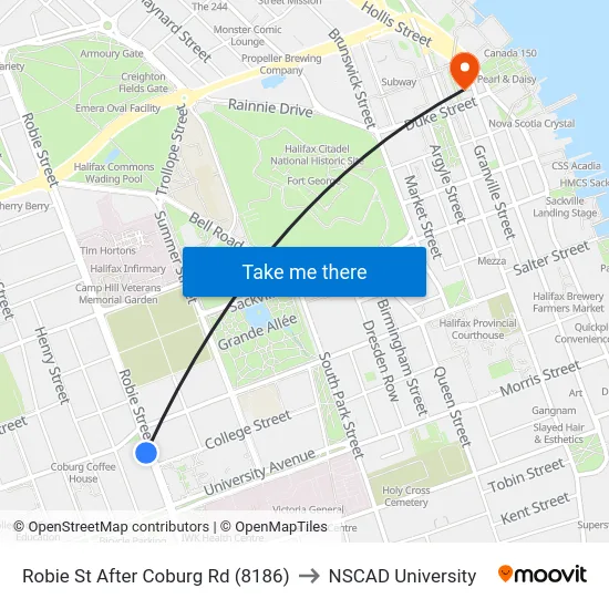 Robie St After Coburg Rd (8186) to NSCAD University map