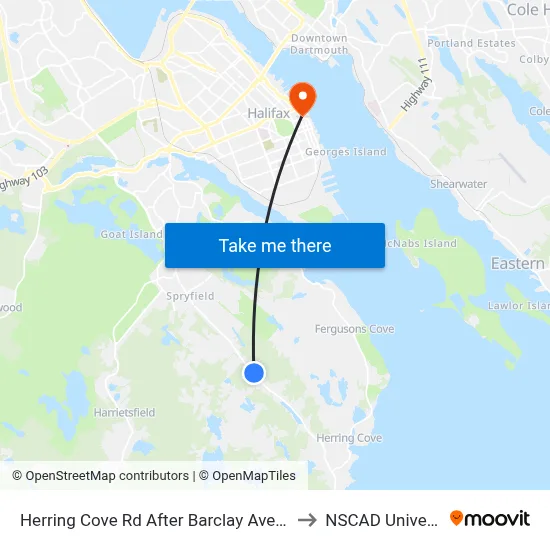 Herring Cove Rd After Barclay Ave (6878) to NSCAD University map