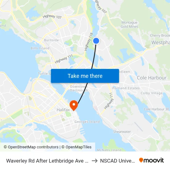 Waverley Rd After Lethbridge Ave (8440) to NSCAD University map
