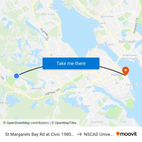 St Margarets Bay Rd at Civic 1980 (6172) to NSCAD University map