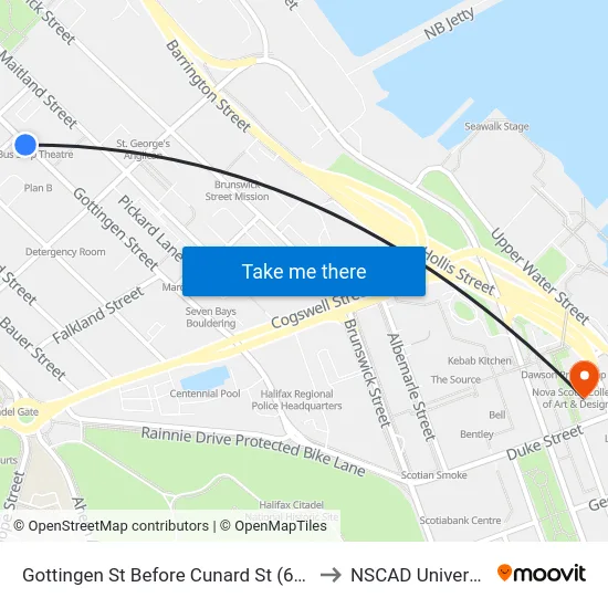 Gottingen St Before Cunard St (6779) to NSCAD University map