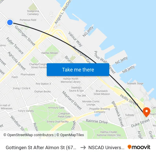 Gottingen St After Almon St (6776) to NSCAD University map