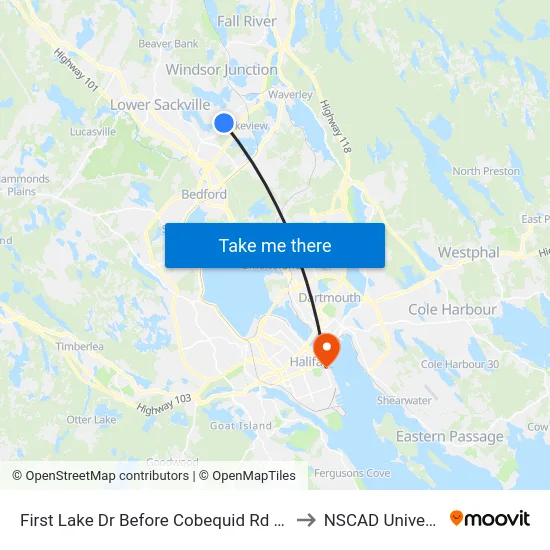 First Lake Dr Before Cobequid Rd (6688) to NSCAD University map