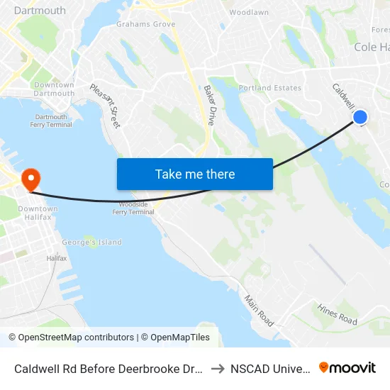 Caldwell Rd Before Deerbrooke Dr (6350) to NSCAD University map