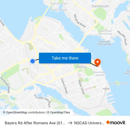 Bayers Rd After Romans Ave (6197) to NSCAD University map