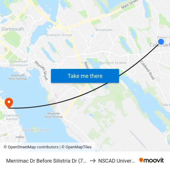 Merrimac Dr Before Silistria Dr (7202) to NSCAD University map