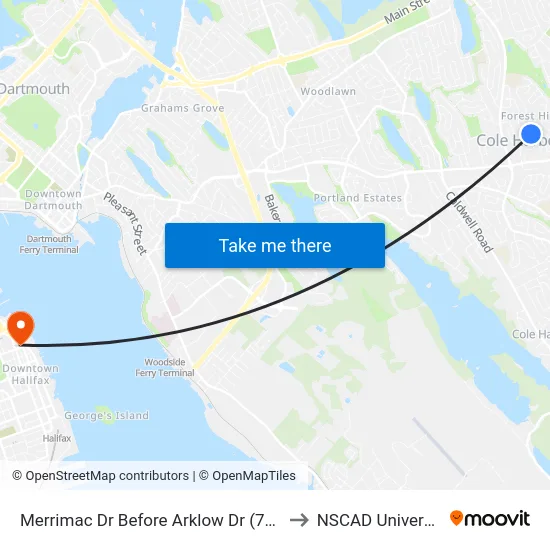 Merrimac Dr Before Arklow Dr (7201) to NSCAD University map