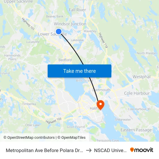 Metropolitan Ave Before Polara Dr (7204) to NSCAD University map