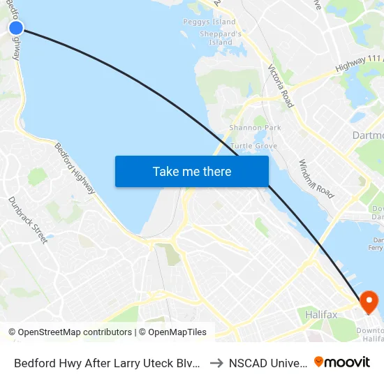 Bedford Hwy After Larry Uteck Blvd (6220) to NSCAD University map
