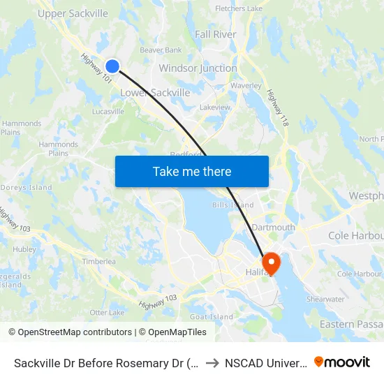 Sackville Dr Before Rosemary Dr (7334) to NSCAD University map