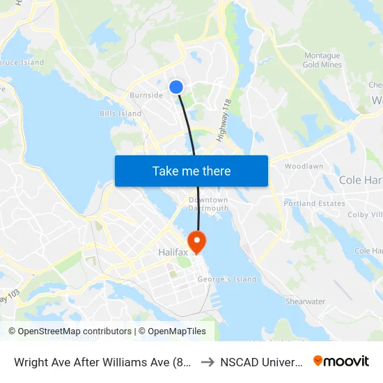 Wright Ave After Williams Ave (8859) to NSCAD University map