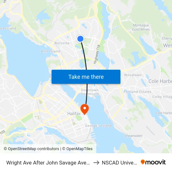 Wright Ave After John Savage Ave (8858) to NSCAD University map