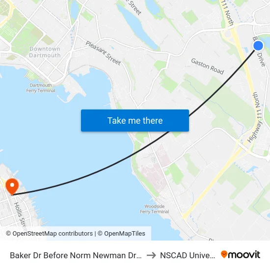 Baker Dr Before Norm Newman Dr (8852) to NSCAD University map