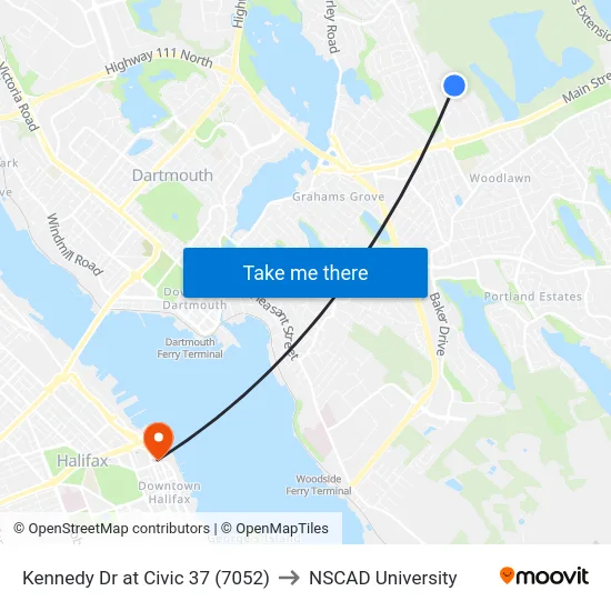 Kennedy Dr at Civic 37 (7052) to NSCAD University map