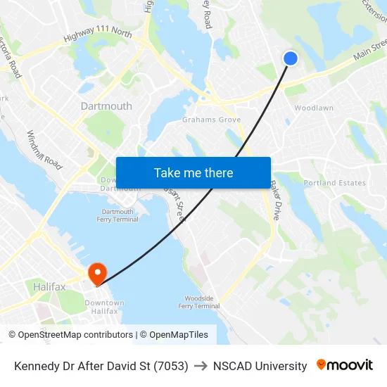Kennedy Dr After David St (7053) to NSCAD University map
