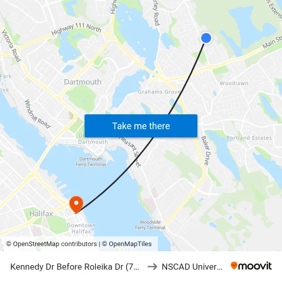 Kennedy Dr Before Roleika Dr (7051) to NSCAD University map