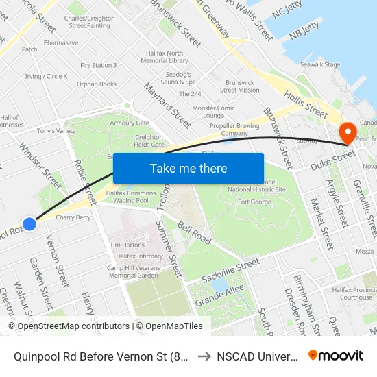 Quinpool Rd Before Vernon St (8149) to NSCAD University map